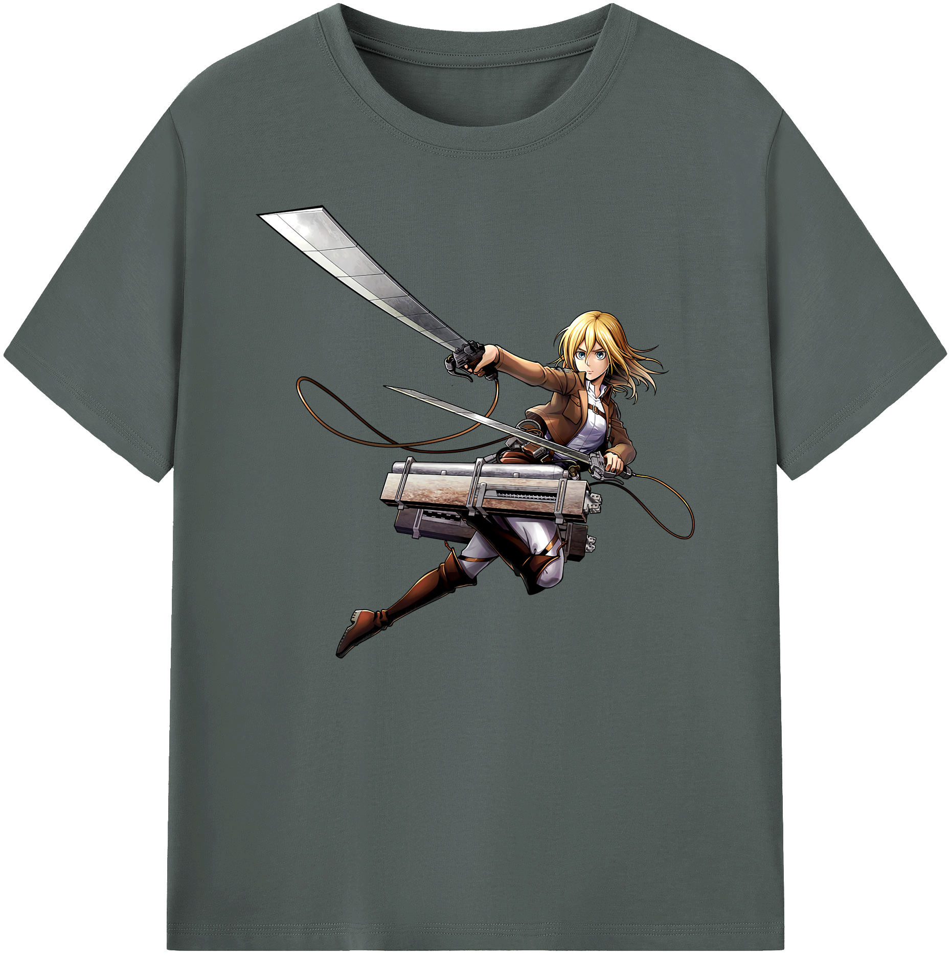 （画像用） 進撃の巨人 クリスタ·レンズ Attack on Titan Christa Lenz 綿100％ メンズ半袖Tシャツ｜肌触りやわらか＆通気性
